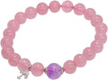 Rose quartz beaded bracelet with amethyst accent beads