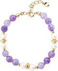 Natural pearl and gemstone bracelet on gold plated sterling silver