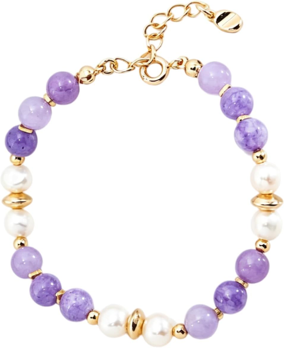 Natural pearl and gemstone bracelet on gold plated sterling silver