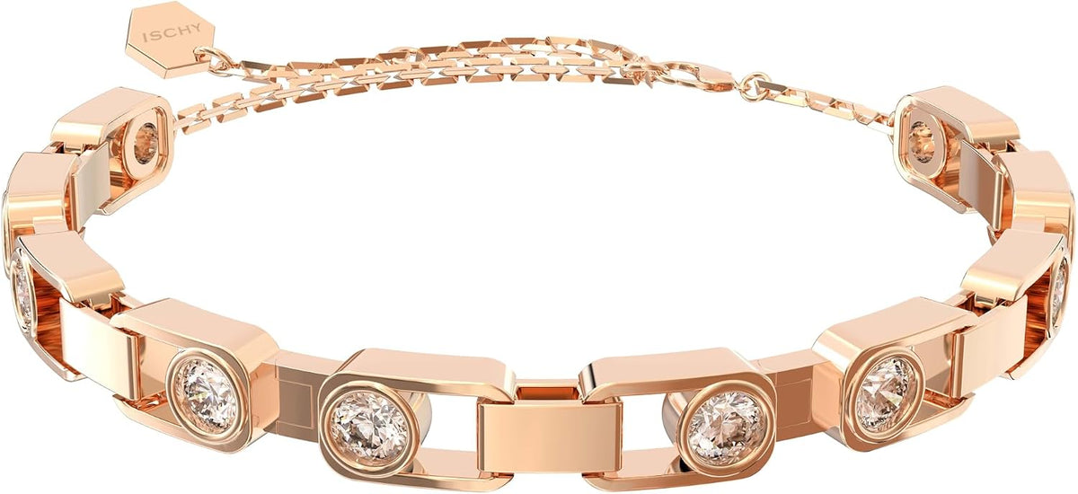 Geometric link chain bracelet, gold tone