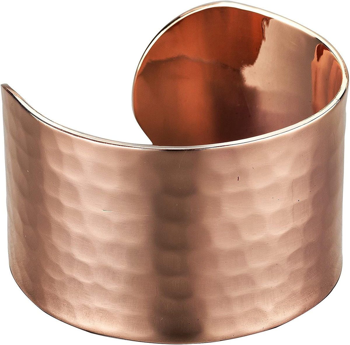 Hammered solid copper cuff bracelet with an adjustable open back