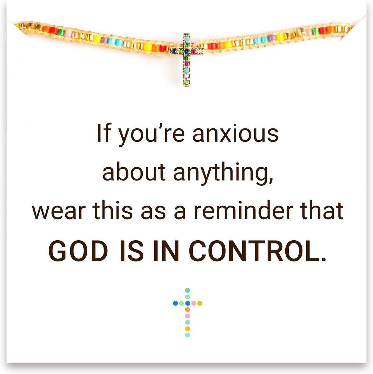Cross bracelet with a When life knocks you down message, sterling silver plated with 18K gold