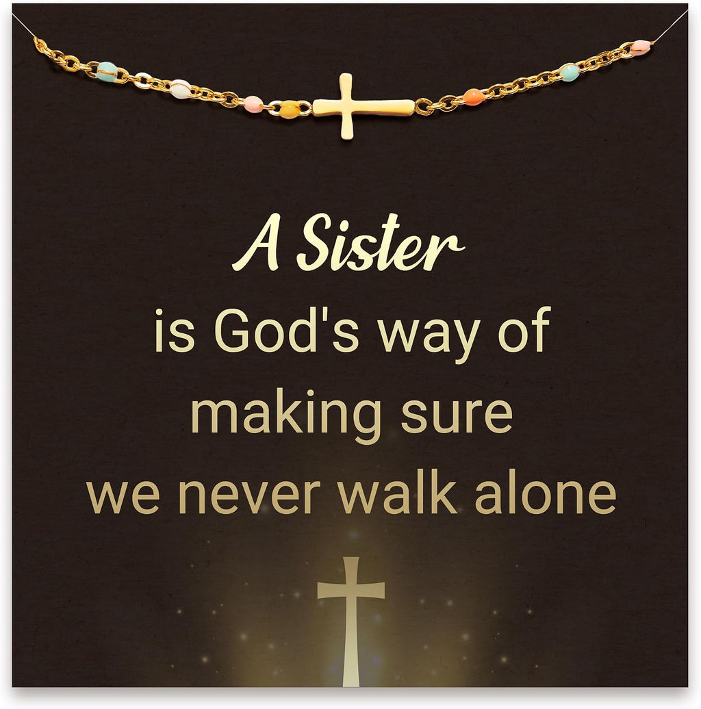 Cross bracelet message card shown with the bracelet