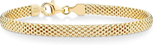 18K gold plated 5mm mesh bracelet, 6.5 inch length with extender