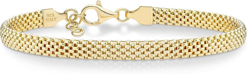 18K gold plated 5mm mesh bracelet, 7 inch length
