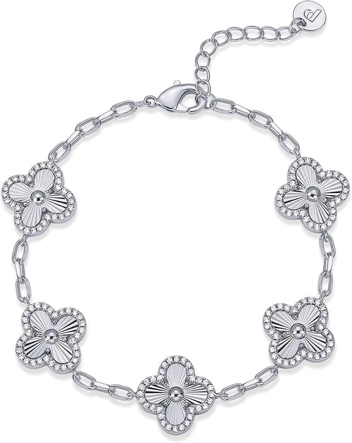 14K gold plated clover station bracelet, yellow gold tone